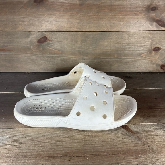 Crocs classic womens size 9 shoes white rubber slip on slide sandals - Picture 2 of 8